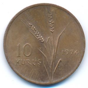 Turkey, 10 kurus, 1974