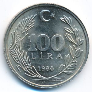 Turkey, 100 lira, 1988