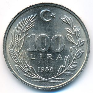 Turkey, 100 lira, 1988