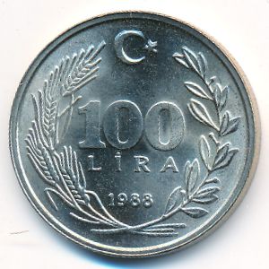 Turkey, 100 lira, 1988