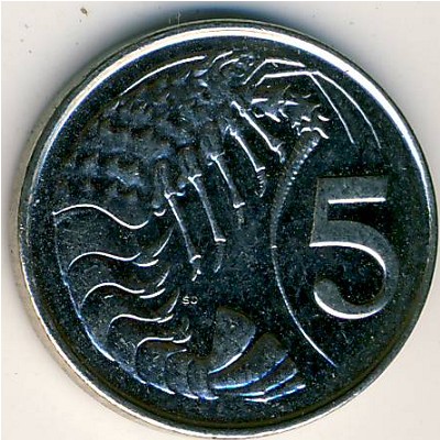 Cayman Islands, 5 cents, 1992–1996