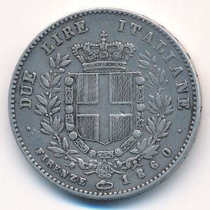 Объединённые провинции Центральной Италии, 2 лиры (1860 г.)