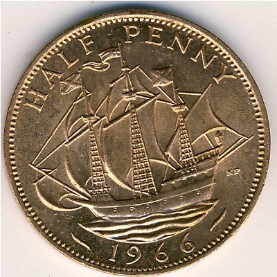 Великобритания, 1/2 пенни (1966 г.)