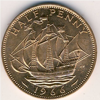 Великобритания, 1/2 пенни (1966 г.)