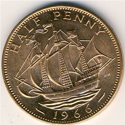 Великобритания, 1/2 пенни (1966 г.)