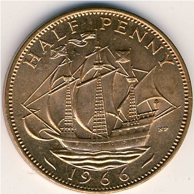 Великобритания, 1/2 пенни (1966 г.)
