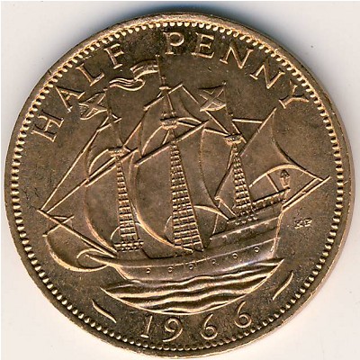 Великобритания, 1/2 пенни (1966 г.)