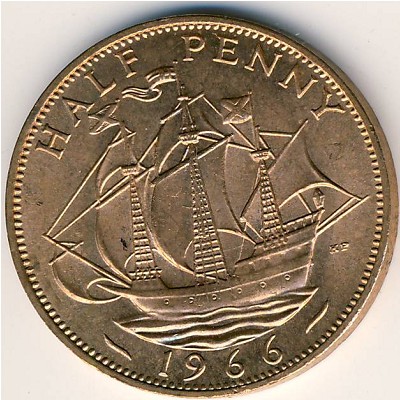 Великобритания, 1/2 пенни (1966 г.)