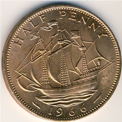 Великобритания, 1/2 пенни (1966 г.)