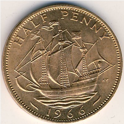 Великобритания, 1/2 пенни (1966 г.)