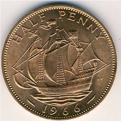 Великобритания, 1/2 пенни (1966 г.)
