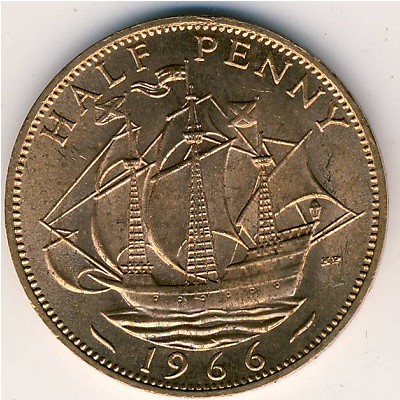 Великобритания, 1/2 пенни (1966 г.)