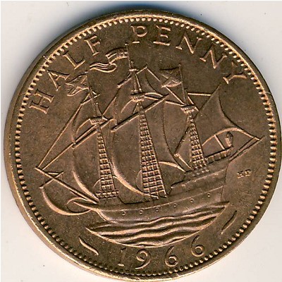 Великобритания, 1/2 пенни (1966 г.)