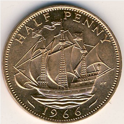 Великобритания, 1/2 пенни (1966 г.)