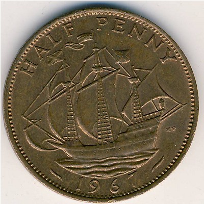 Великобритания, 1/2 пенни (1967 г.)