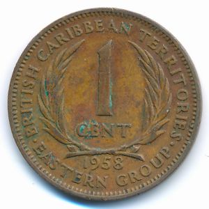 Восточные Карибы, 1 цент (1958 г.)