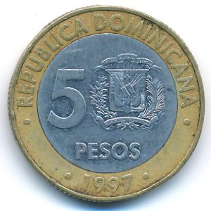 Доминиканская республика, 5 песо (1997 г.)