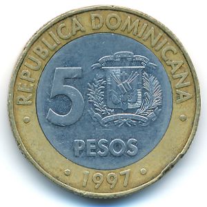 Доминиканская республика, 5 песо (1997 г.)