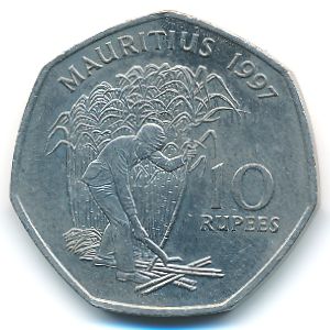 Mauritius, 10 rupees, 1997