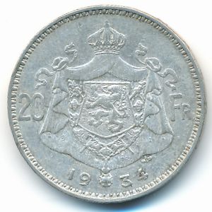 Бельгия, 20 франков (1933–1934 г.)