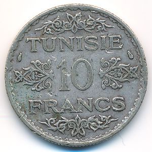 Тунис, 10 франков (1934–1939 г.)