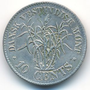 Датская Западная Индия, 10 центов (1878 г.)