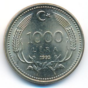 Turkey, 1000 lira, 1993