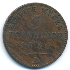 Prussia, 3 pfenning, 1855