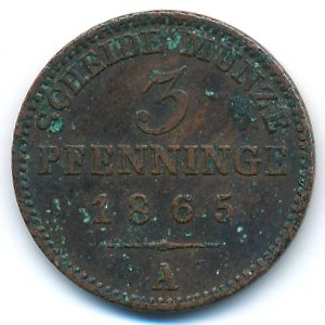 Prussia, 3 pfenning, 1865