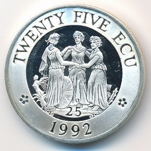 Великобритания., 25 экю (1992 г.)