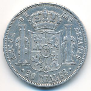 Испания, 20 реалов (1856–1864 г.)