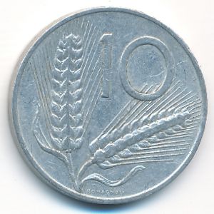 Италия, 10 лир (1955 г.)