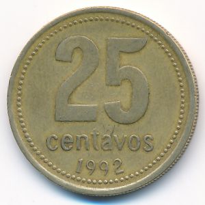 Аргентина, 25 сентаво (1992 г.)