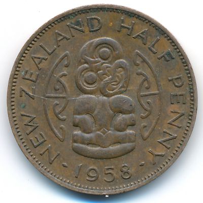 Новая Зеландия, 1/2 пенни (1958 г.)
