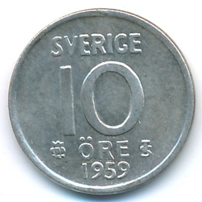 Sweden, 10 ore, 1959
