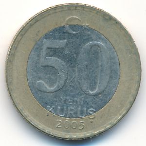 Turkey, 50 new kurus, 2005