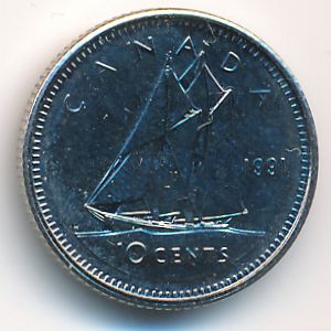Канада, 10 центов (1991 г.)
