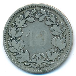 Switzerland, 10 rappen, 1850