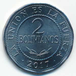 Боливия, 2 боливиано (2017 г.)