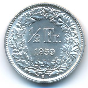 Швейцария, 1/2 франка (1959 г.)