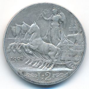 Италия, 2 лиры (1908 г.)