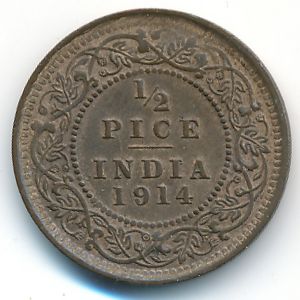 Британская Индия, 1/2 пайсы (1914 г.)