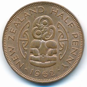 New Zealand, 1/2 penny, 1962