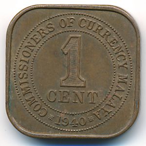 Malaya, 1 cent, 1940
