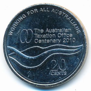Австралия, 20 центов (2010 г.)