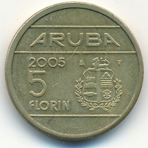 Аруба, 5 флоринов (2005 г.)