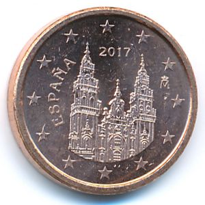 Spain, 1 euro cent, 2017