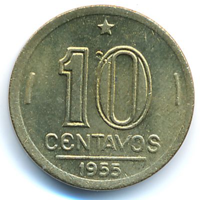 Бразилия, 10 сентаво (1955 г.)