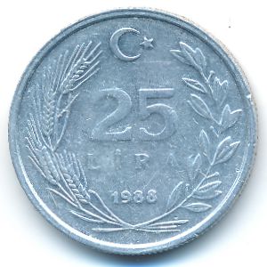 Турция, 25 лир (1988 г.)
