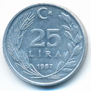 Турция, 25 лир (1987 г.)